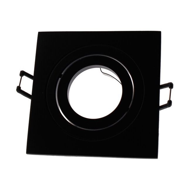 Aro empotrable basculante de aluminio cuadrado negro Helium 90x90mm. (Cristal Record 03-061-80-180)