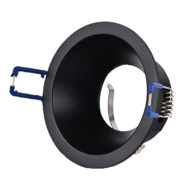 Aro empotrable de aluminio redondo negro modelo Living 81x41mm. (Cristal Record 01-076-01-008)