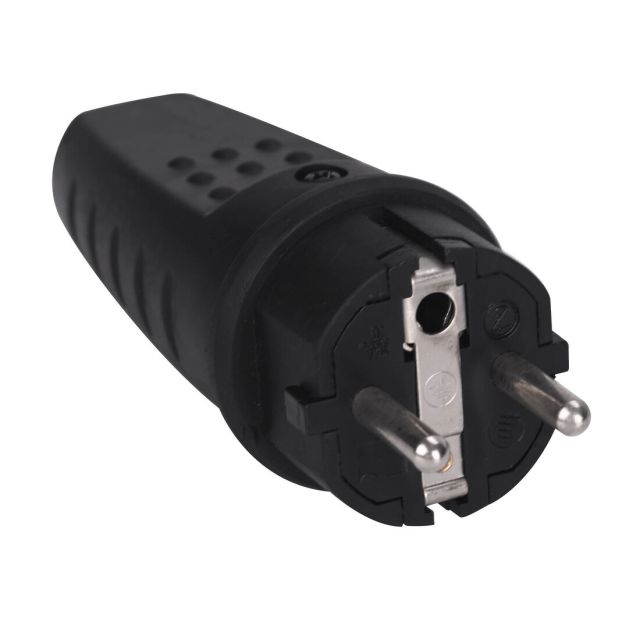 Clavija aérea bipolar impermeable negra espiga d4,8mm 250V 16A IP44 (GSC 102015000)