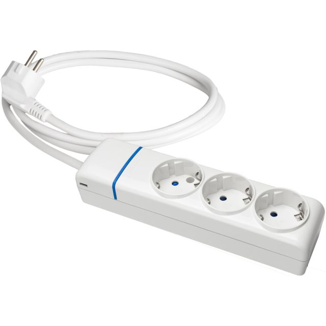 Base múltiple serie ION 3 tomas con cable 1,5m. sin interruptor 16A 250V (Solera 8013P)
