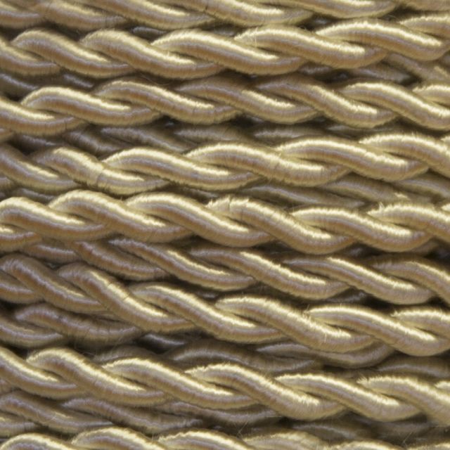 Bobina 25m. cable textil decorativo trenzado seda beige 2x0,75mm.(Cordón D'or 0901210-CR)