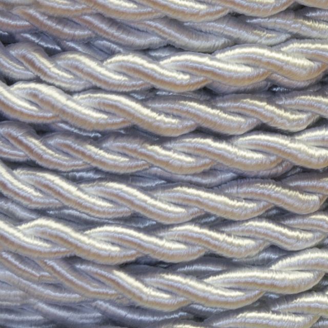 Bobina 25m. cable textil decorativo trenzado seda blanco 2x0,75mm.(Cordón D'or 0901210-BL)