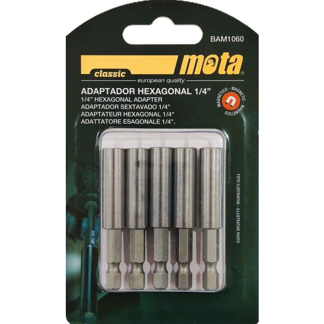 Adaptador hexagonal para atornillador magnético hembra 60mm (Mota BAM1060)