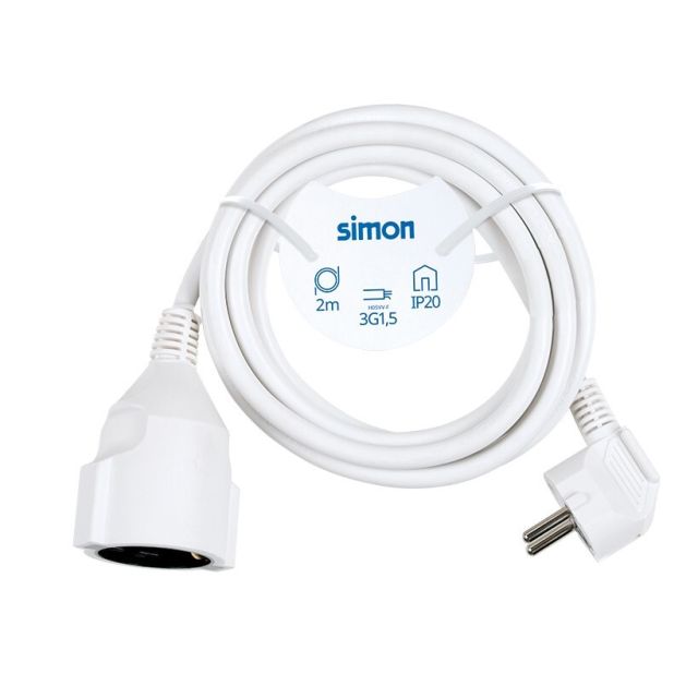2m. prolongación manguera 3x1,5mm. 16A blanca (Simon PL166209)