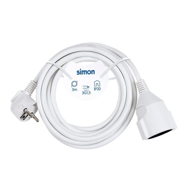 3m. prolongación manguera  3x1,5mm. 16A blanca (Simon PL167305)