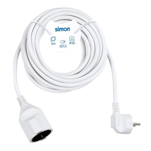 5m. prolongación manguera  3x1,5mm. 16A blanca (Simon PL165103)