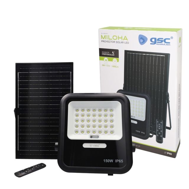 Proyector solar Led con panel y sensor Miloha 8W 6500K IP65 (GSC 202615017)