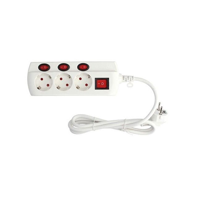 Base múltiple 3T con interruptor individual y cable (GSC 100010002)