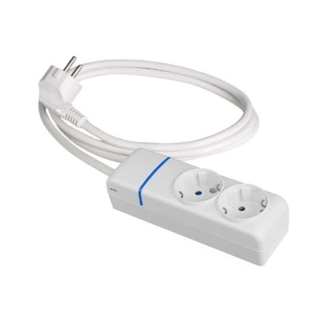 Base multiple serie ION 2 tomas con cable 1,5m. sin interruptor 16A 250V (Solera 8012P)