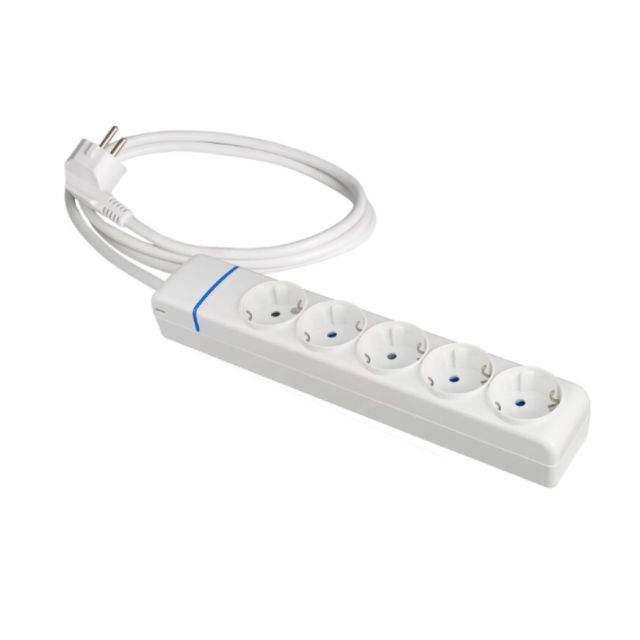 Base multiple serie ION 5 tomas con cable 1,5m. sin interruptor 16A 250V (Solera 8015P)