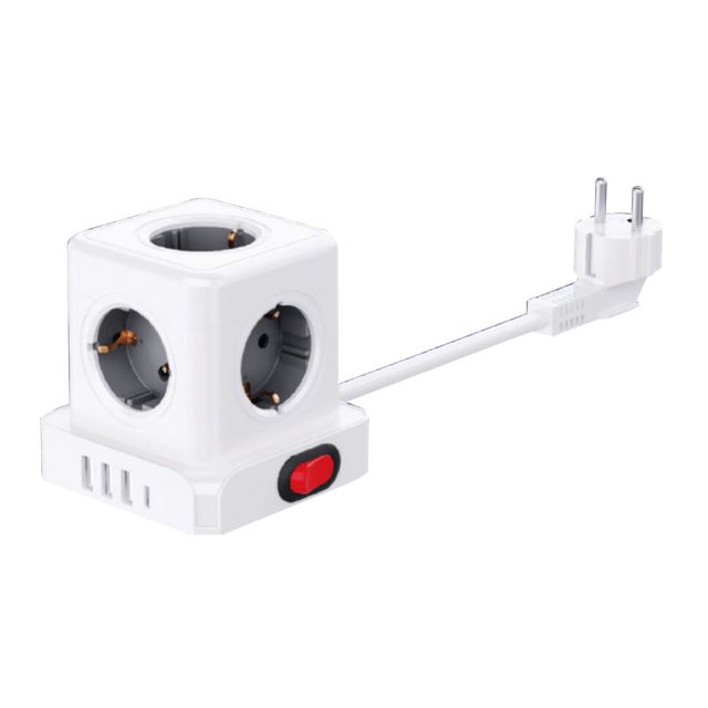 Ladrón tipo cubo blanco 5 tomas + 3 USB + USB-C (F-Bright 1002910)