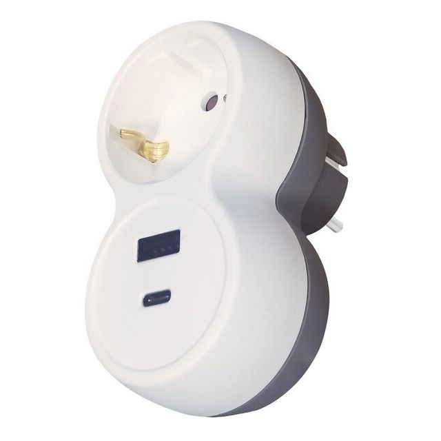 Adaptador una salida blanco con entrada USB tipo A y tipo C (GSC 103000020)