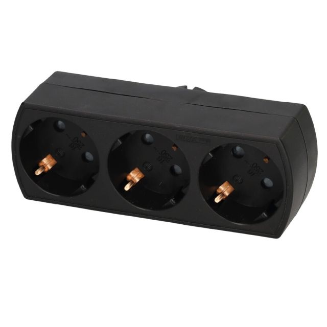 Multiconector triple TTL económico negro 3680W 250V (GSC 103000025)