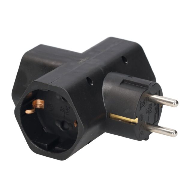 Adaptador triple negro TTL 16A 250V (GSC 103000030)