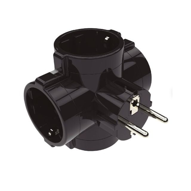 Adaptador cuatro salidas negro 3680W 250V (GSC 103000042)