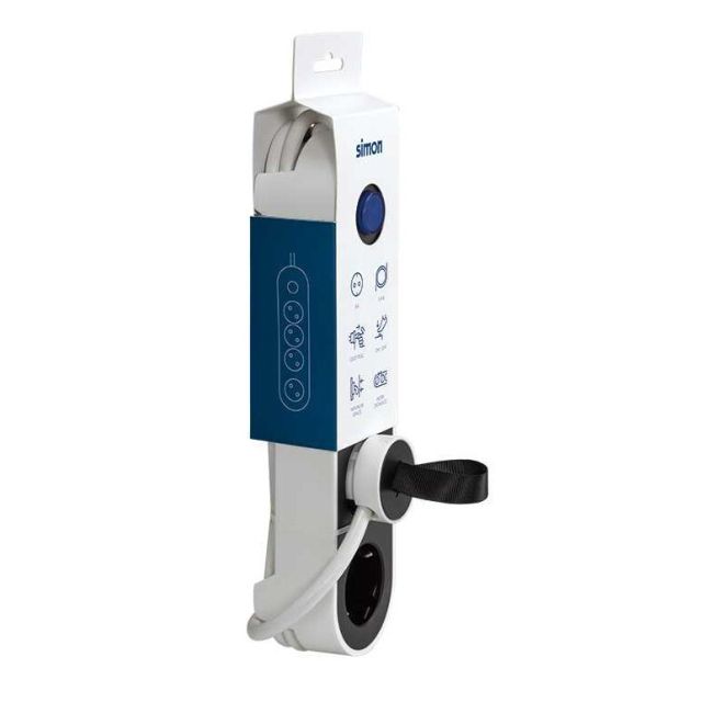 Base múltiple con cable y con interruptor de 4 tomas blanca (Simon BM712401)