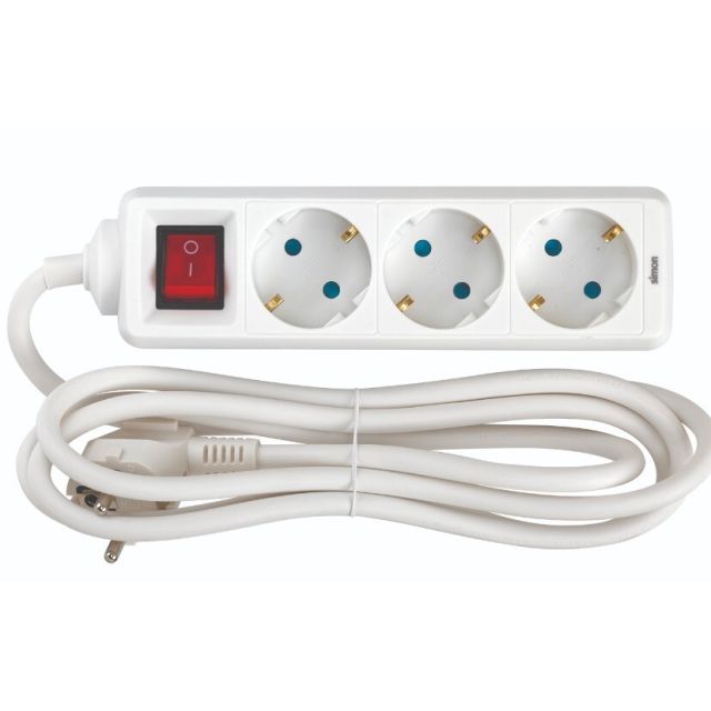 Base múltiple con cable e interruptor serie 3 tomas 2m (Simon BM712301)