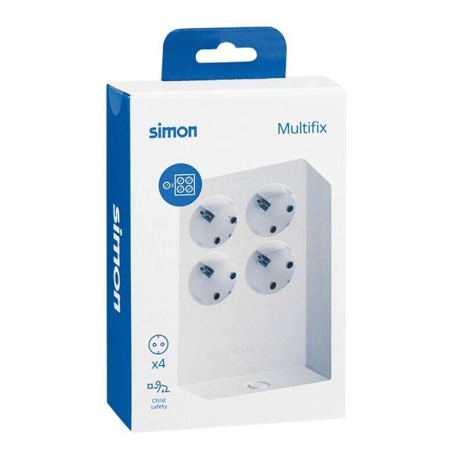 Base múltiple cuadrada 4 tomas sin cable Multifix 3680W 16A 250V (Simon BM140407)