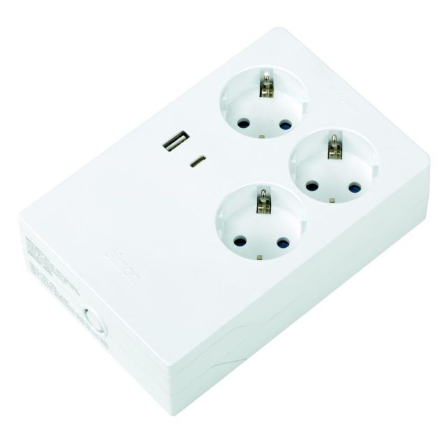 Base múltiple cuadrada 3 tomas sin cable + USB y USB-C 3680W 16A 250V (Simon BM513301)