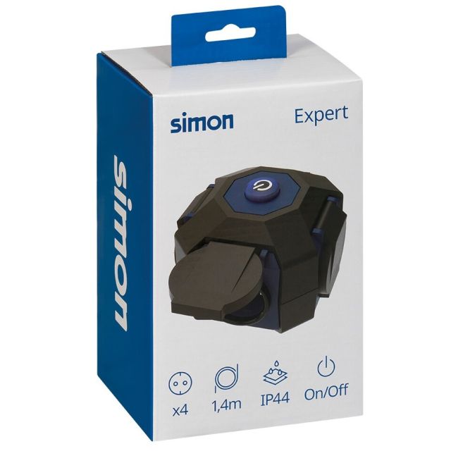 Base cúbica 4T con tapa Expert IP44 16A 1,4m (Simon PL428201)