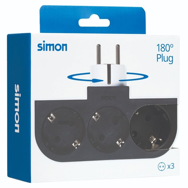 Adaptador giratorio 3 tomas Plug III 16A 250V (Simon CL610309)