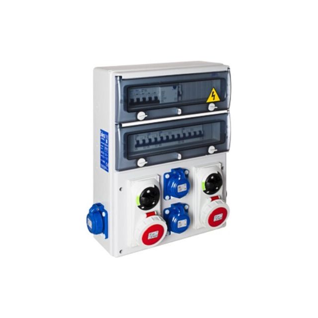 Cuadro de obra con protección 40A 4 schukos 2P+T y2 tomas 3P+N+T IP67 (Solera 1332P-CPI1204)
