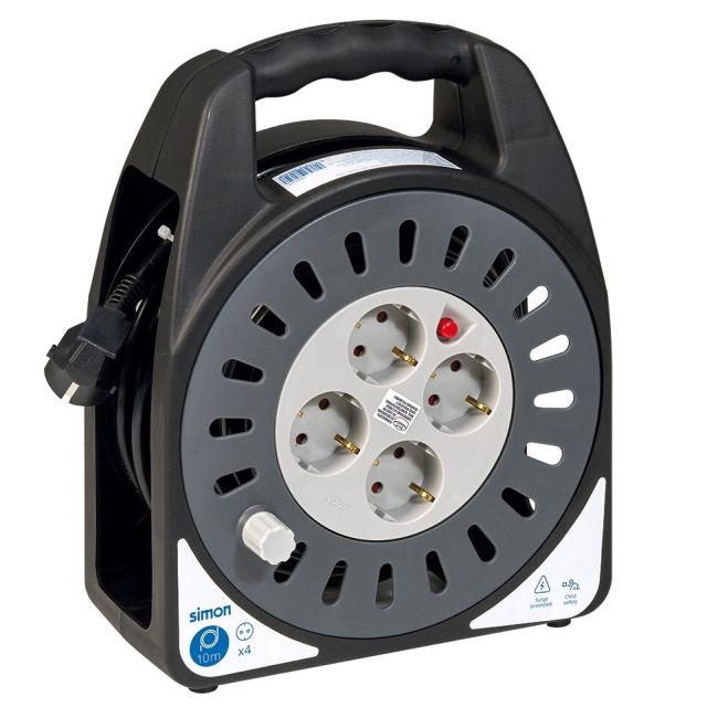 10m. extensible enrollacables 4 tomas 3x1,5mm IP20 (Simon EX921401)