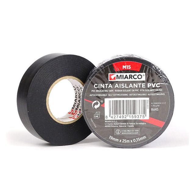 Cinta PVC M15 negro 50x30x0,15mm (Miarco 9183)