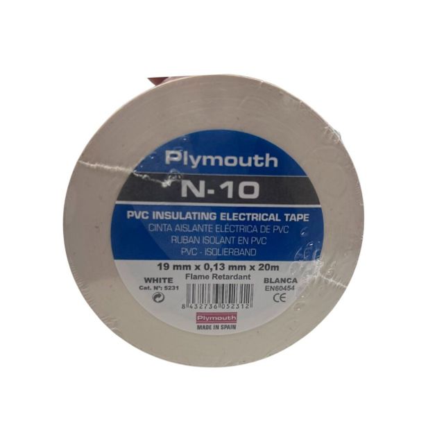 Cinta aislante Nuñez N.10 20x19mm blanca (Plymouth 5231)
