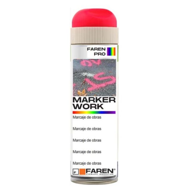 Spray de pintura acrílica roja fluorescente 500 ml. (Faren 3VE500)