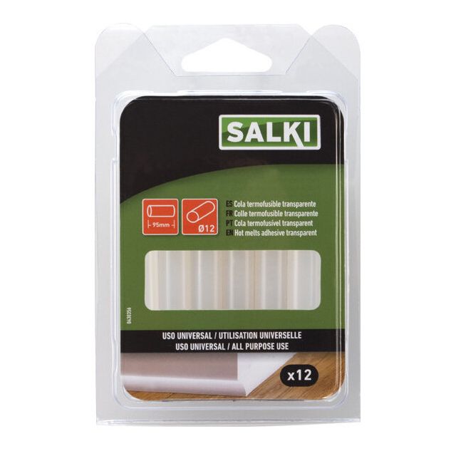 12 barras transparentes para termopegado ø12X95mm. (Salki) (Blíster)