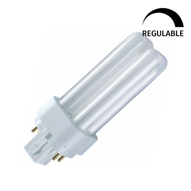 Lámpara fluorescente 4 PIN D/E regulable 18W G24Q-2 3000°K (Clar 10765)