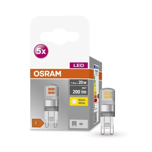 Pack de 5 lámpara Led G9 1,9W 2700K Base (Osram 758049)