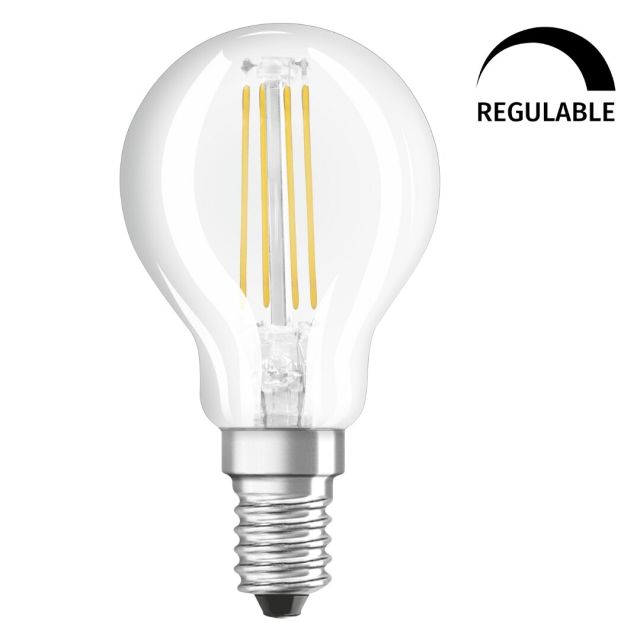 Lámpara esferica cristal Led regulable Retrofit E14 4,5W 2700°K 470Lm (Osram 4058075437029)