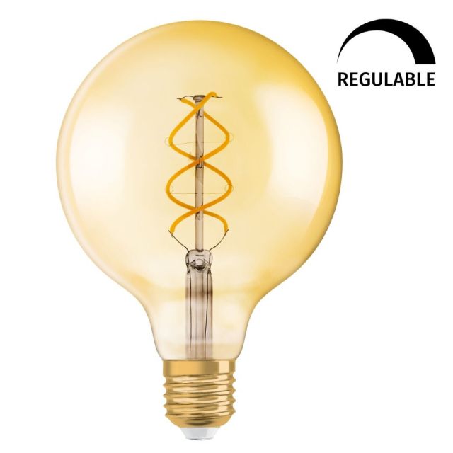 Lámpara globo cristal Led espiral edición Vintage 1906 Osram E27 4,5W 2000°K regulable (4058075270008)