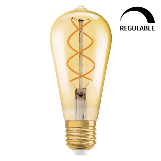 Lámpara pera cristal Led espiral Vintage 1906 regulable E27 4W 2000°K (Osram 090103)