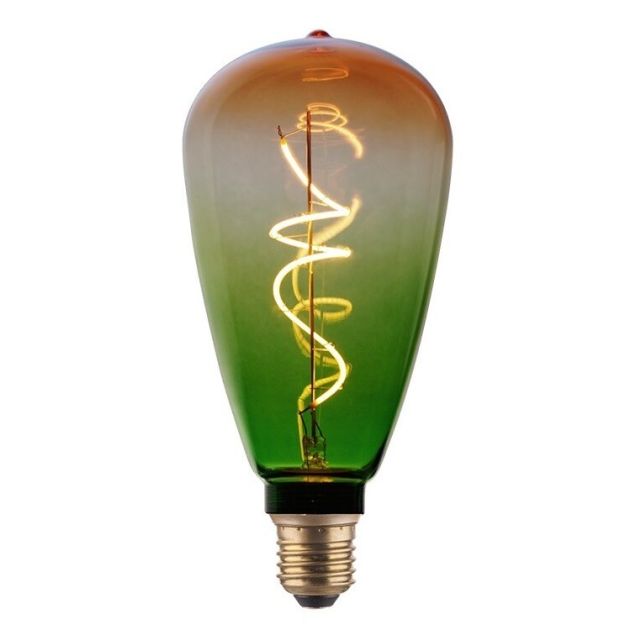 Lámpara Edison filamento Led decorativo verde naranja E27 4W 1800K 216Lm (F-Bright 2601272-V)