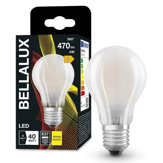 Lámpara estándar cristal mate Led 4W E27 2700°K 470Lm (Bellalux 4058075592339)