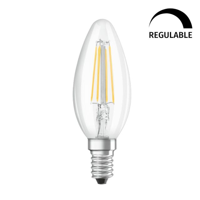 Lámpara vela cristal Led Retrofit regulable E14 4,8W 4000K (Osram 434943)