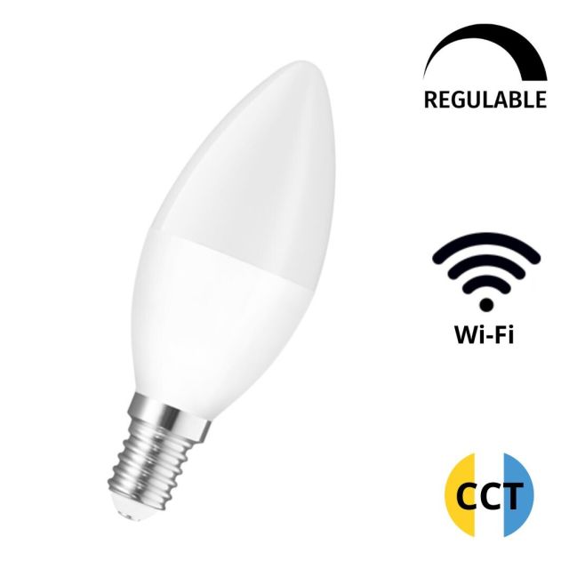 Lámpara vela Led Smart regulable de 2700°K a 6500°K + intensidad 5W 410Lm (Spectrum WOJ+14414)