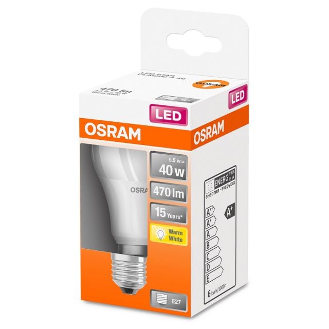 Lámpara Led estándar E27 5,5W 470Lm 2700°K (Osram 4058075127319)