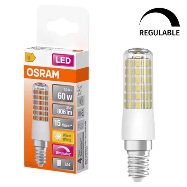 Lámpara tubular Led regulable Special T E14 7,5W 2700°K 806Lm (Osram 607316)
