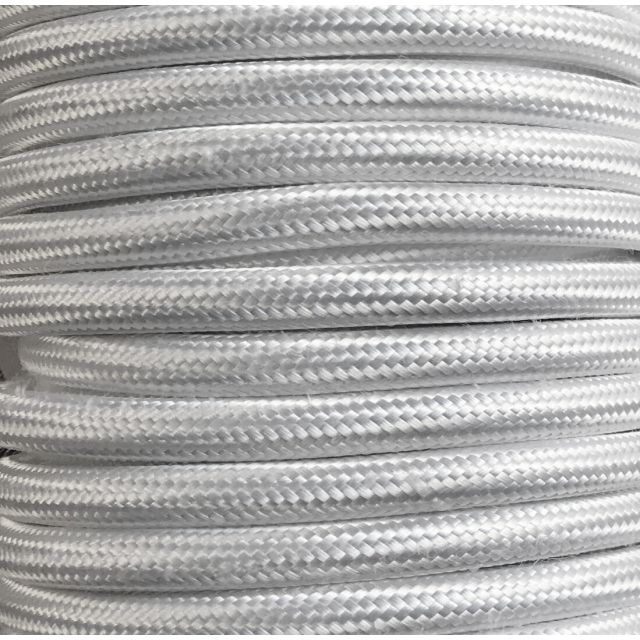 Tira 5 metros cable textil decorativo blanco liso brillo (CIR62CTS73)