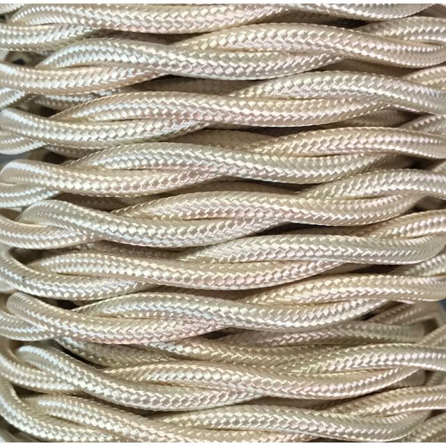 Tira 5 m. cable decorativo textil trenzado beige brillo (CABEXT2R03)