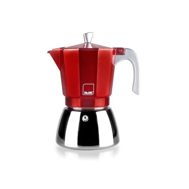 Cafetera de aluminio de 3 tazas Elba Red (Ibili 627903)
