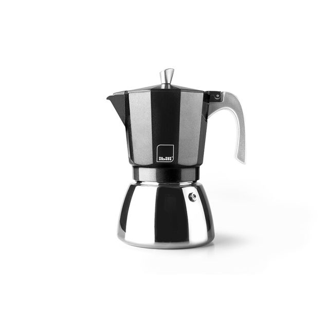Cafetera de aluminio "Elba Black" 6 tazas (Ibili 629206)