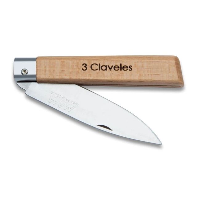 Navaja con punta inox 88mm con mango de madera 101mm (3 Claveles 01753)