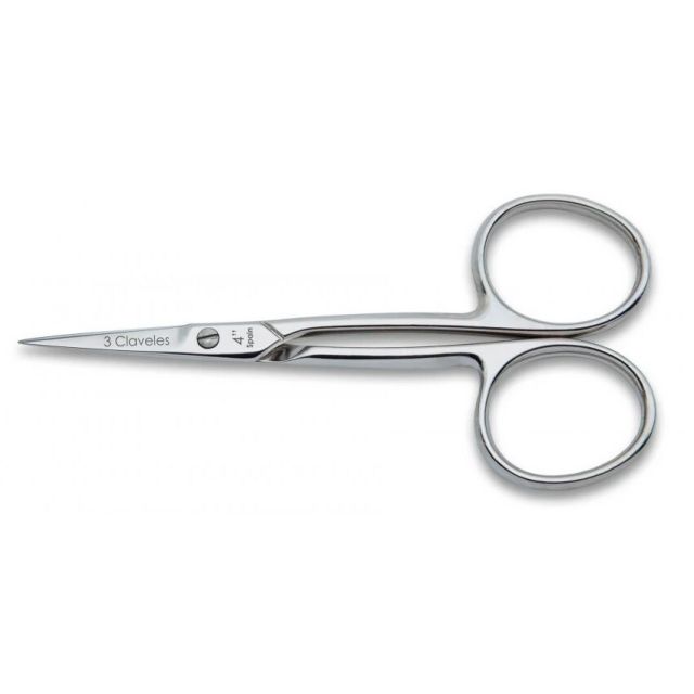 Tijera de cutículas punta recta acero carbono 10cm (3 Claveles 02002)