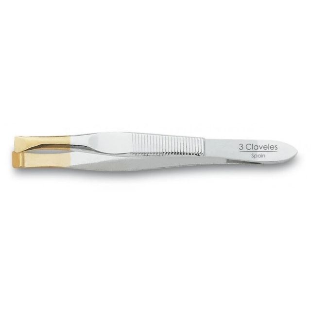Pinza de depilar ancha apoya dedos 8cm (3 Claveles 12242)