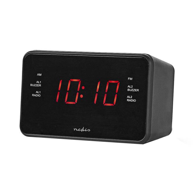 Radiodespertador digital con pantalla Led (Nedis CLAR002BK)